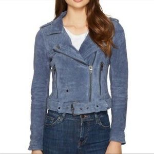 BLANK NYC Suede Moto Jacket in Denim Blue EUC Size S Small $150